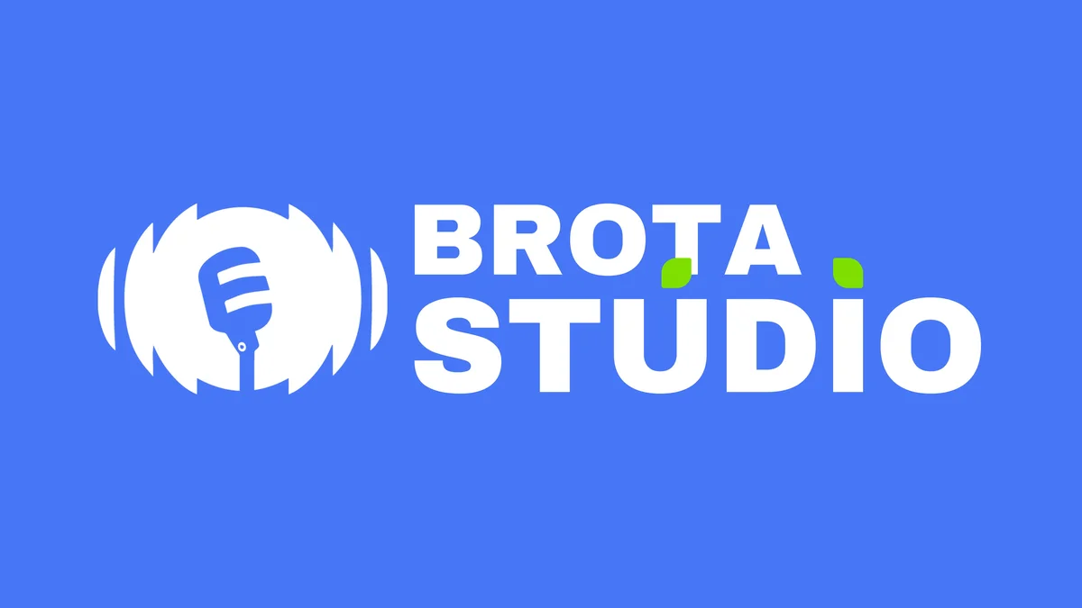 Brota Estúdio em branco sobre azul