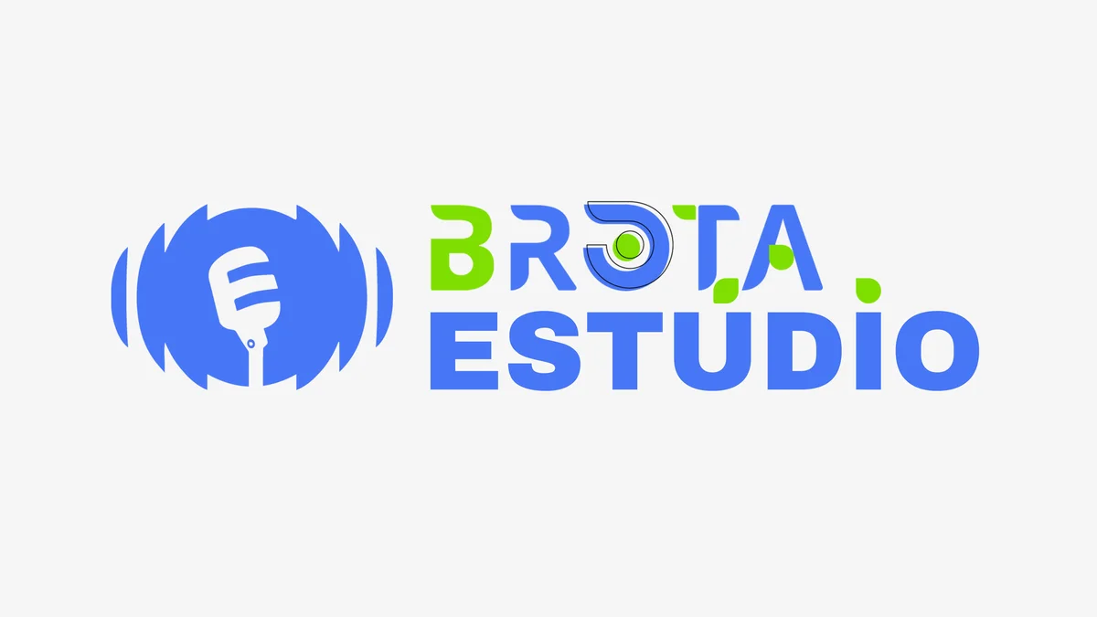 Brota Estúdio, versão horizontal com o ícone do microfone
