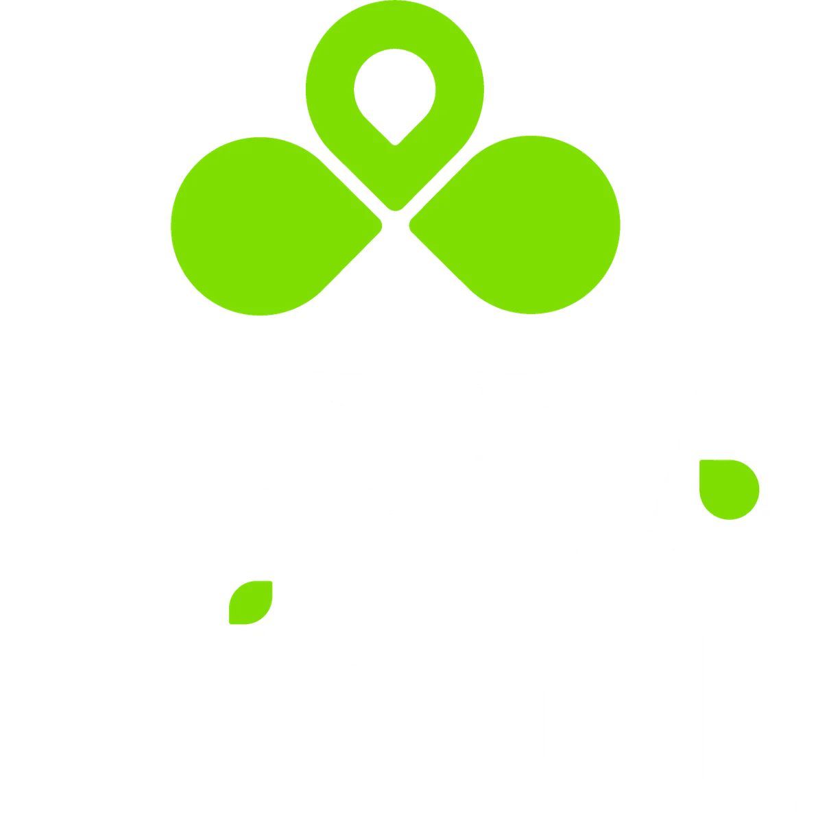 Terra Fértil em branco e verde sobre fundo escuro
